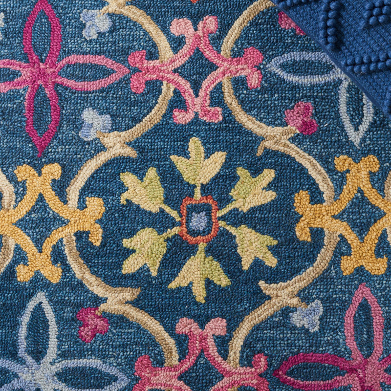 Bungalow Rose Talmo Wool Blue/Yellow Area Rug & Reviews Wayfair